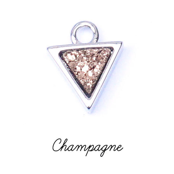 Druzy Crystal and Silver Triangle Pendant Charms CHOICE OF COLOURS