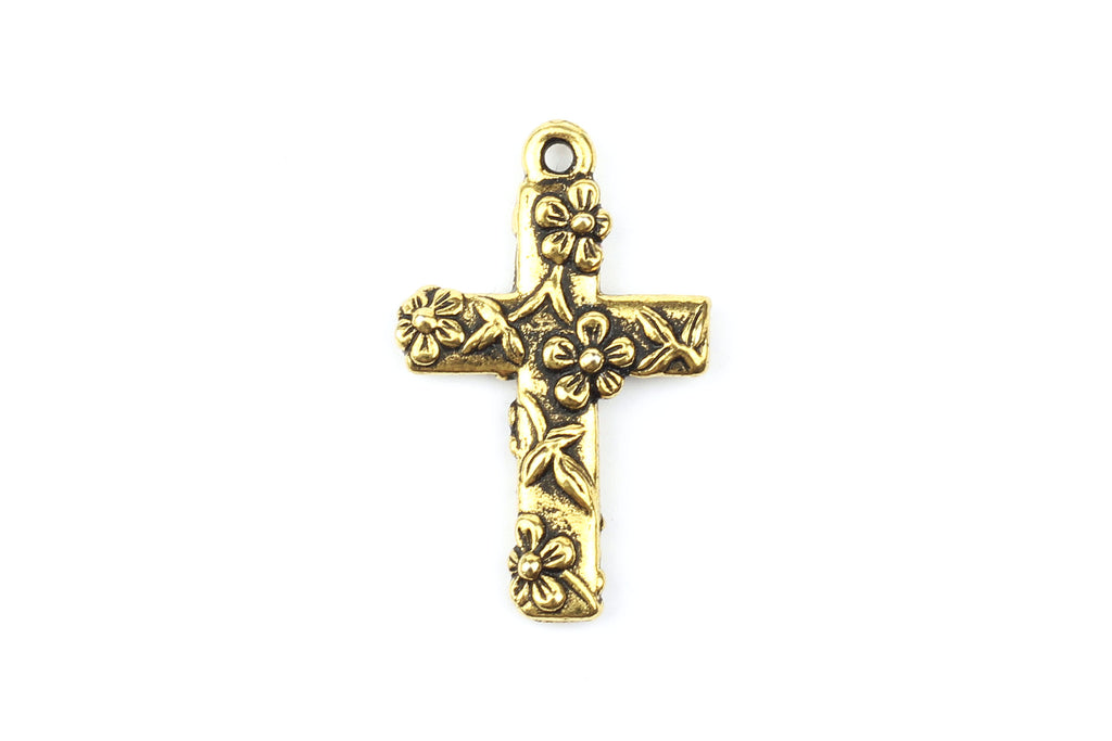 Tierracast Gold Plated Crucifix Cross with Floral Detail