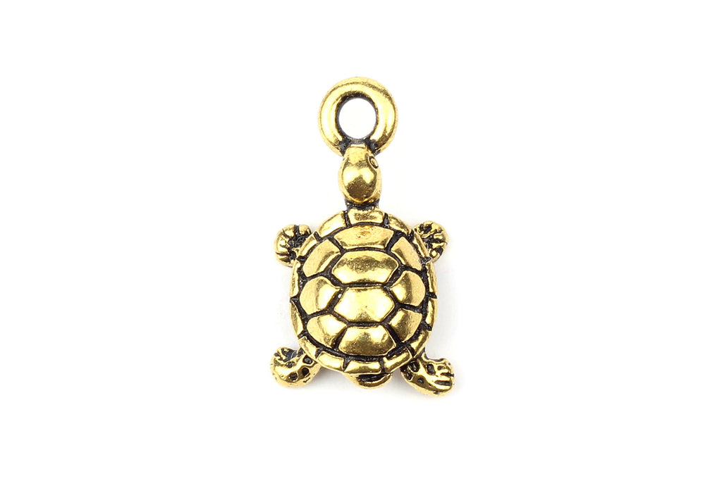 Tierracast Gold Plated Tortoise Turtle Charm for Jewellery Making