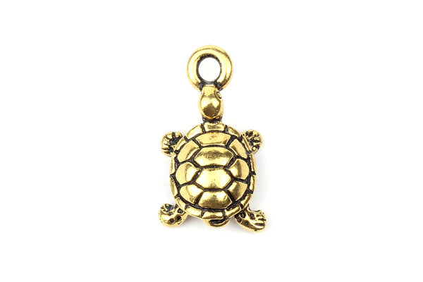 Tierracast Gold Plated Tortoise Turtle Charm for Jewellery Making