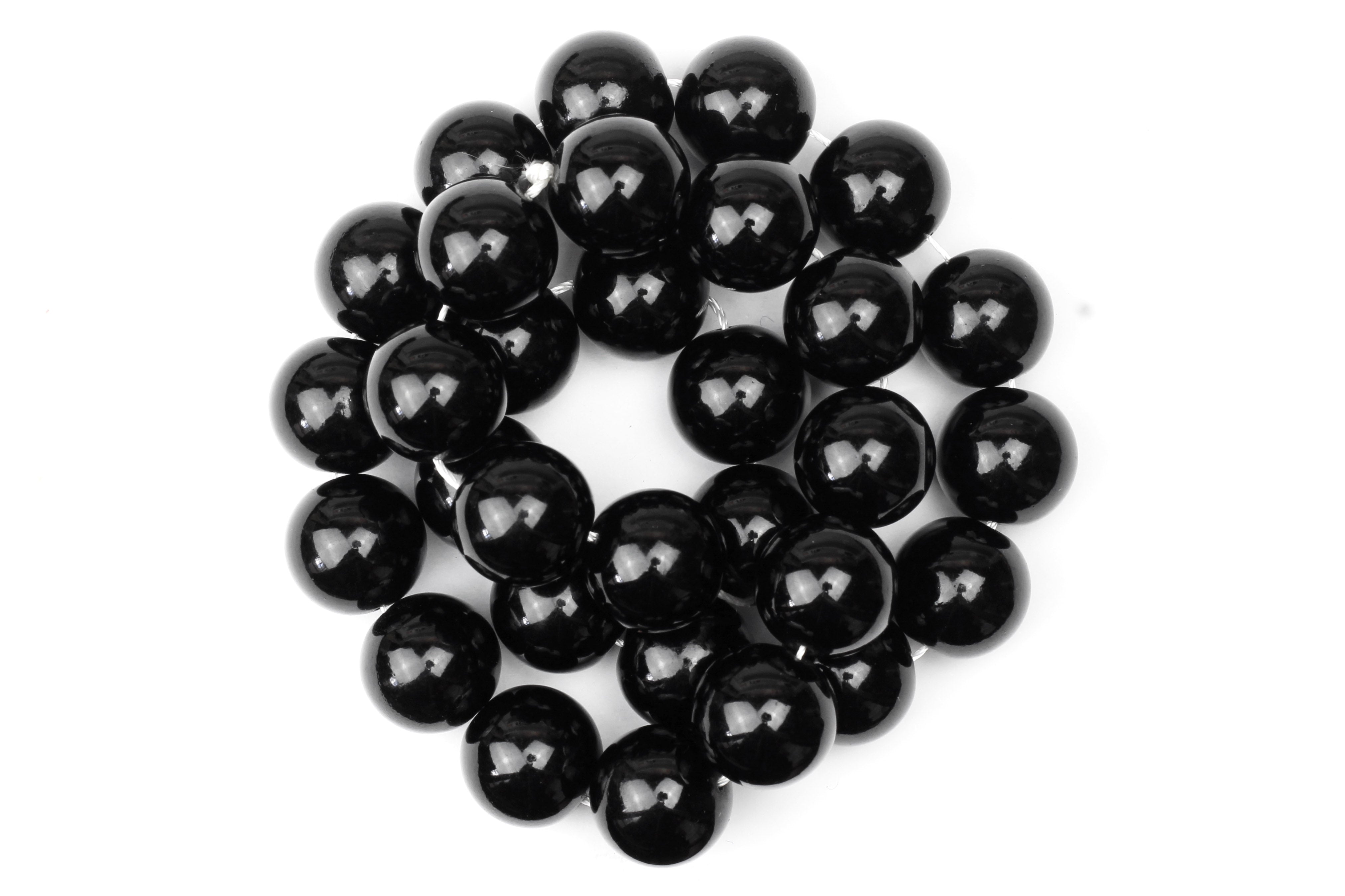 Black Glass Beads 14mm