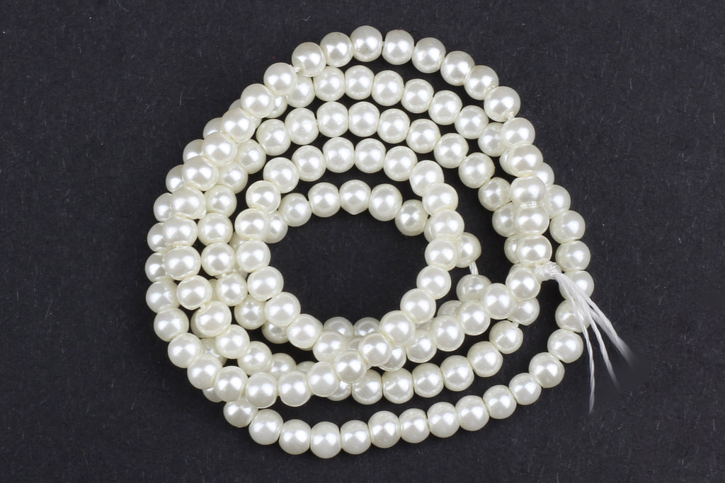 Cream Glass Pearl Bead Strand – 3mm