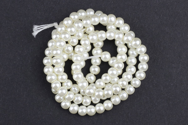 Cream Glass Pearl Bead Strand – 4mm