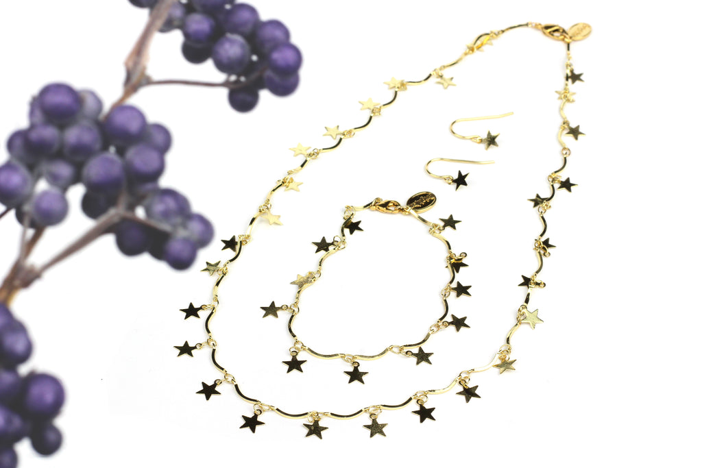 Kerrie Berrie Star Chain Jewellery Gift Set including Necklace, Bracelet and Earrings