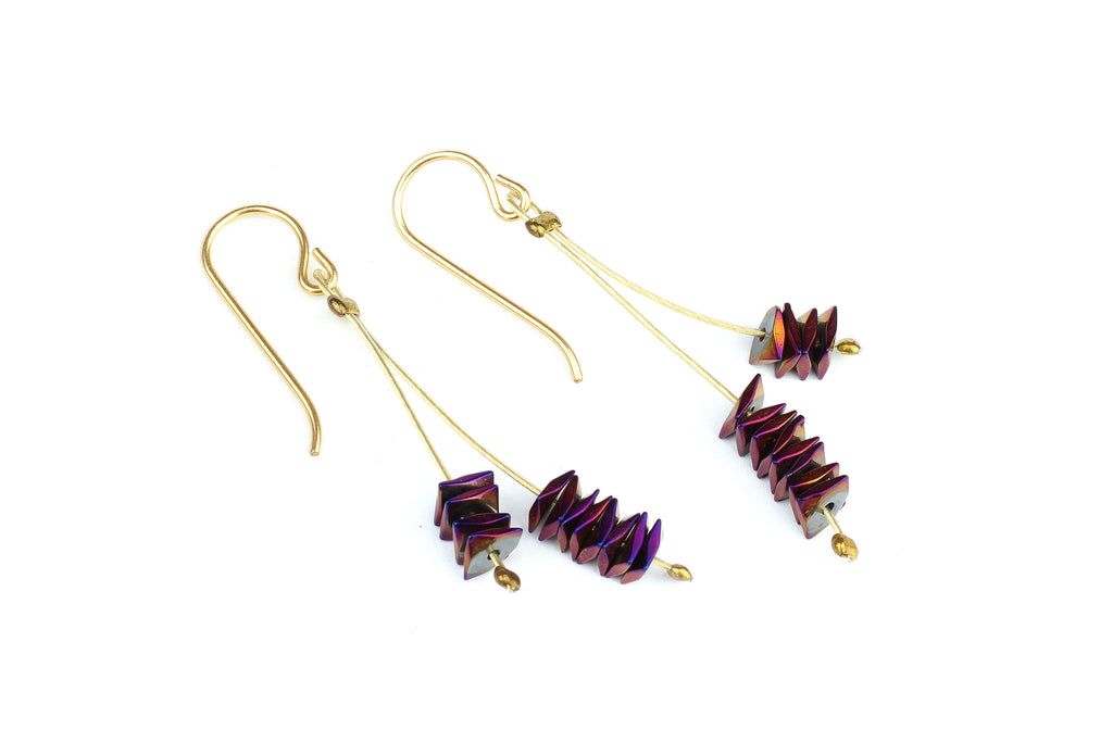 *30% OFF* Iridescent Purple Hematite Drop Earrings