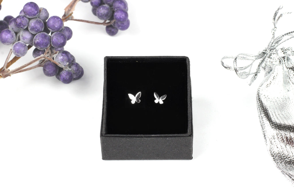 Kerrie Berrie Sterling Silver Small Butterfly Stud Earrings