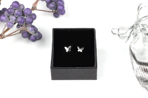Kerrie Berrie Sterling Silver Small Butterfly Stud Earrings