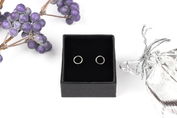 Kerrie Berrie Sterling Silver Modern Geometric Circle Hoop Stud Earrings