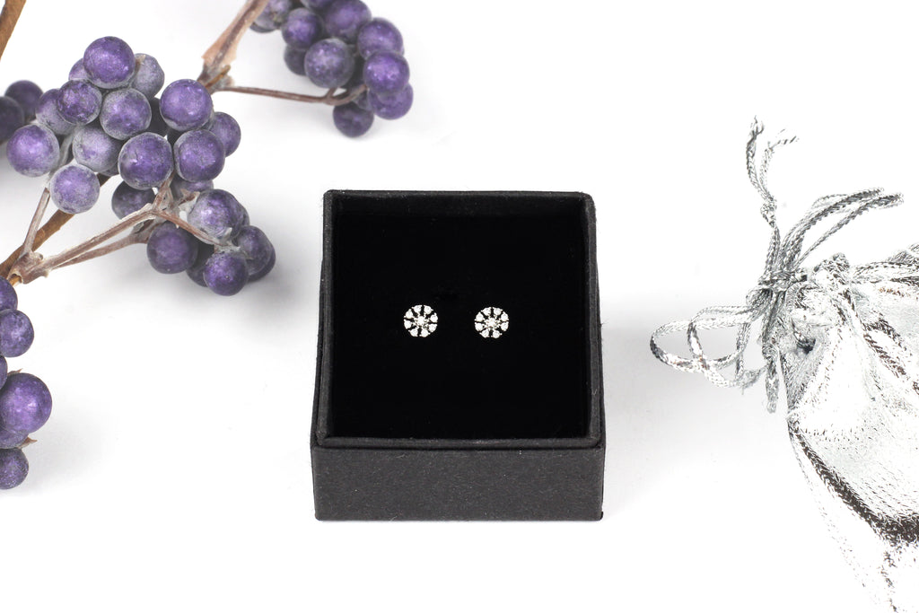 Kerrie Berrie Sterling Silver Small Snowflake Stud Earrings