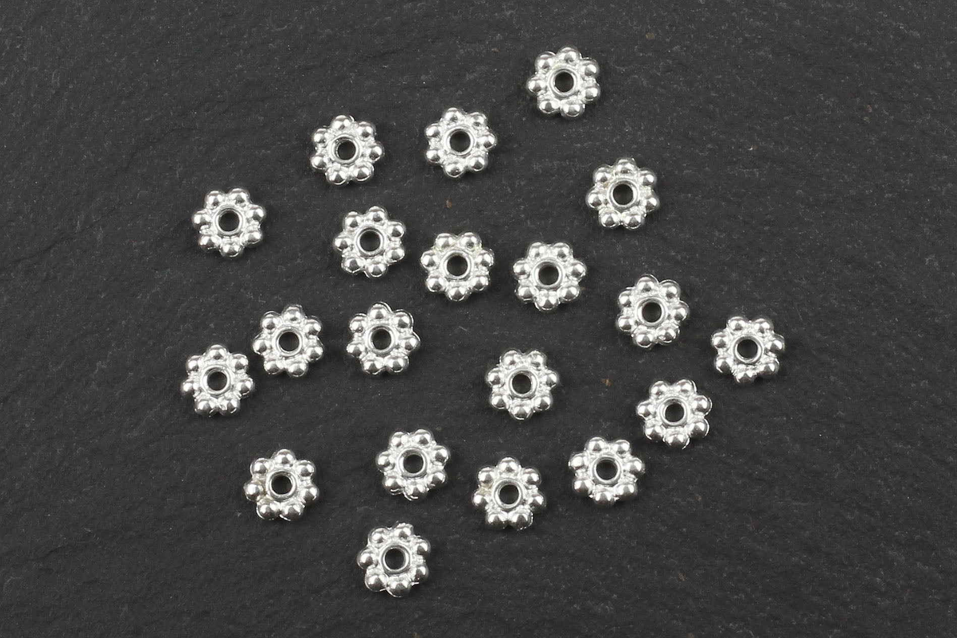 Silver Flower Spacer Beads 4mm x 1mm 20pcs