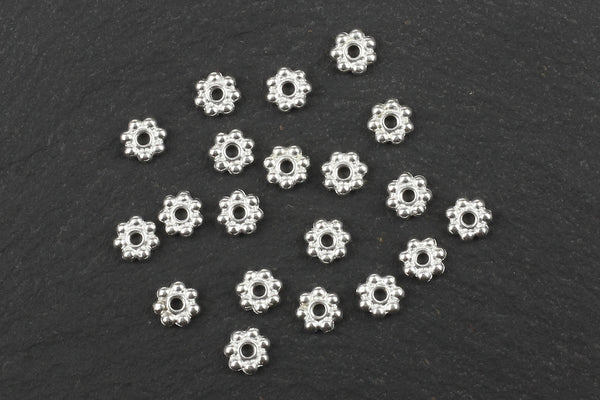 50pcs-daisy Spacer Beads Silver Antique Plated Daisy Spacersspacer