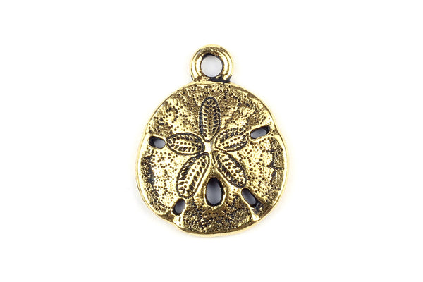 Kerrie Berrie UK Tierracast Gold Sand Dollar Charm for Jewellery Making