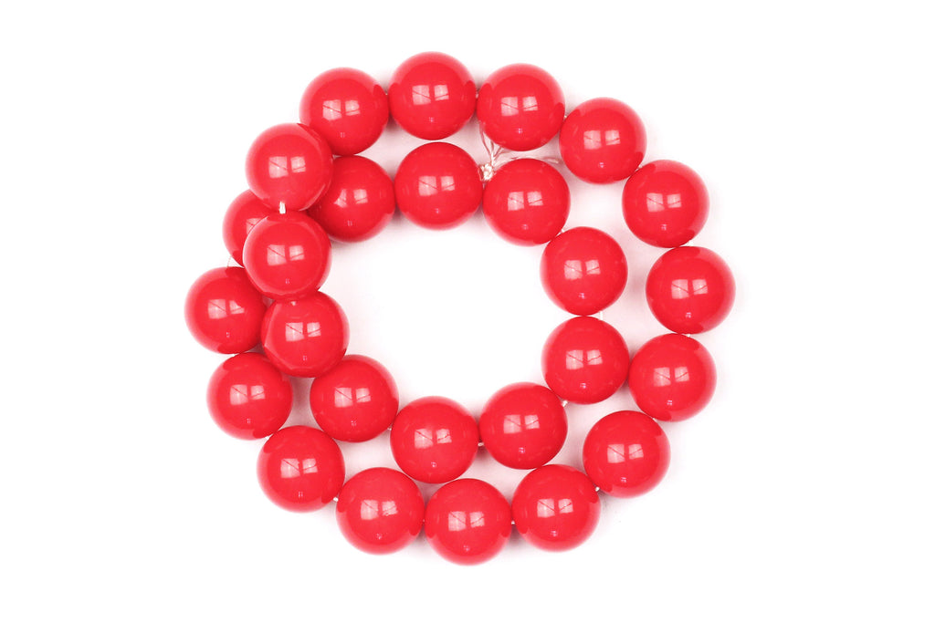 Red Colour Glass Beads – 16mm (27 Beads)