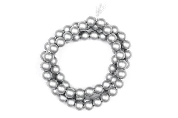 Matte Metallic Silver Glass Beads – 6mm (68 Beads)