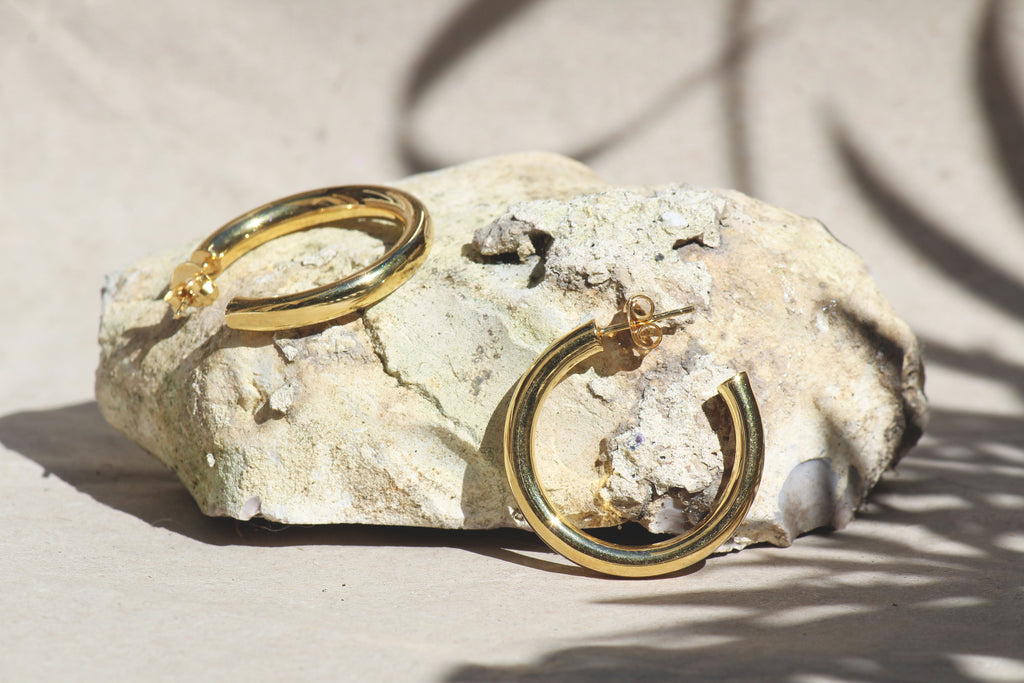 Kerrie Berrie Real Gold-Plate Chunky Hoop Earrrings 