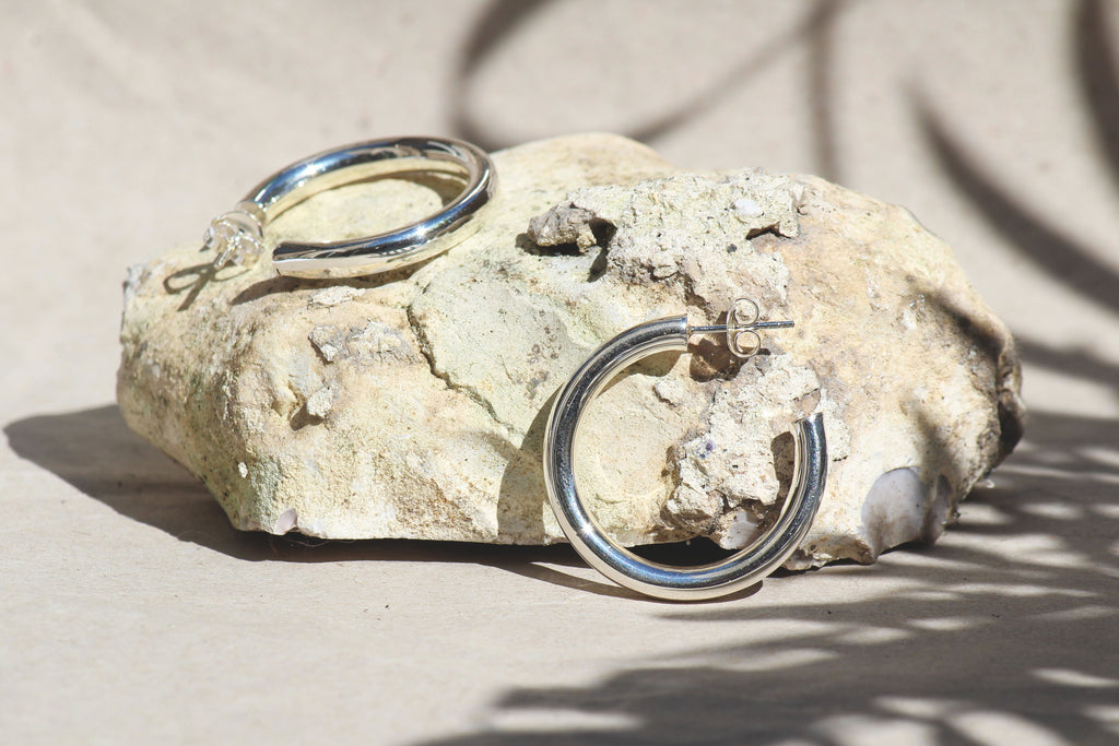 Kerrie Berrie Real Silver-Plate Chunky Hoop Earrrings 