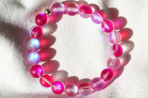 Kerrie Berrie Austrian Glow Glass Bead Bracelet in Dark Pink