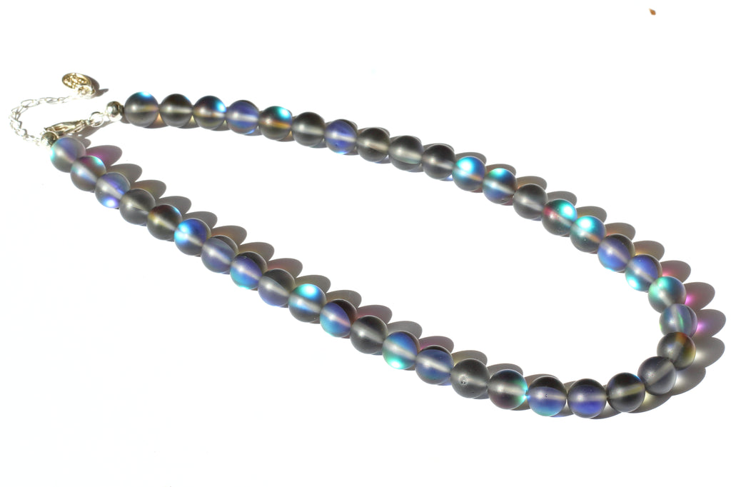 Kerrie Berrie UK Beaded Glow Bead Necklace in Grey