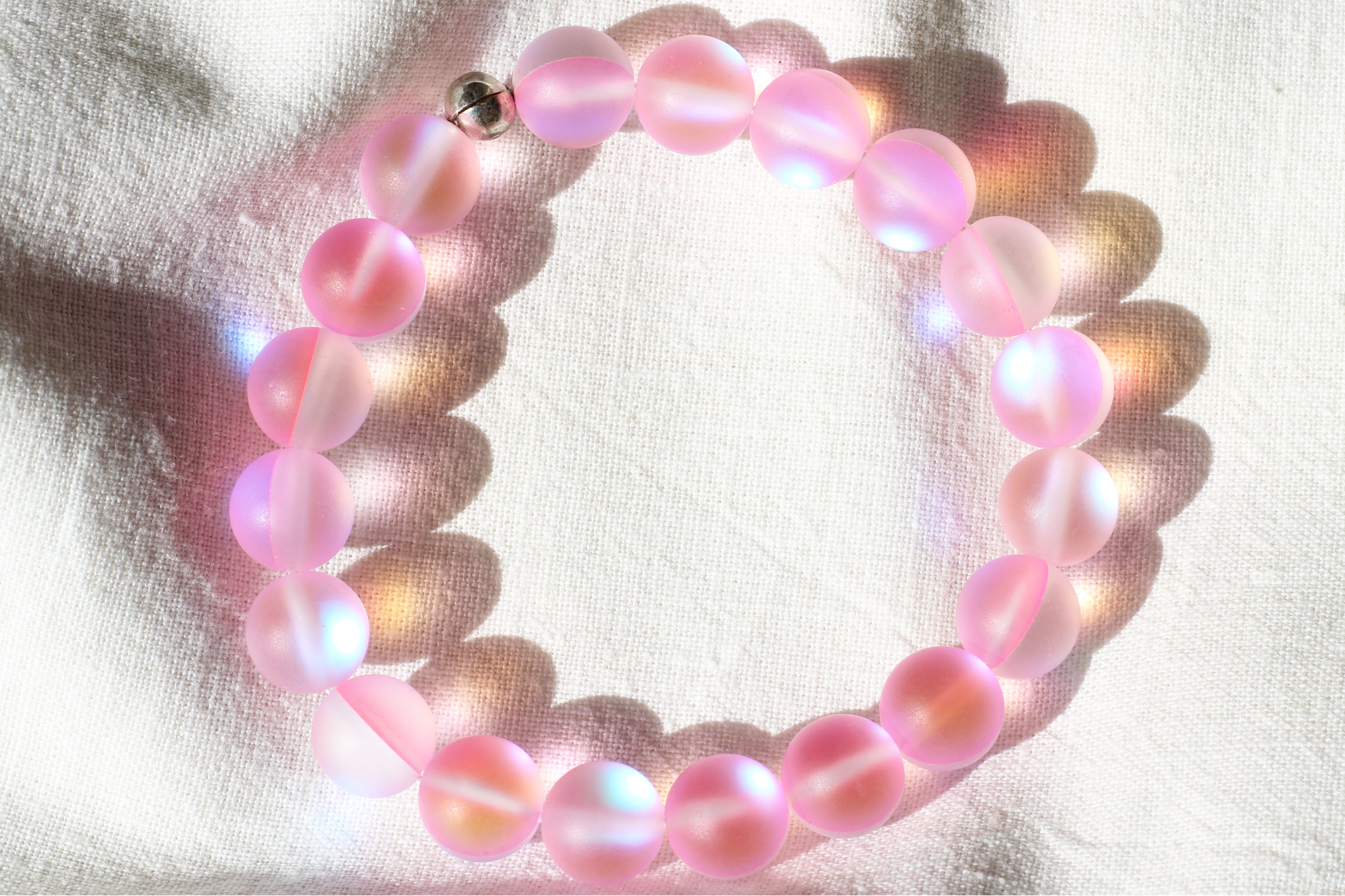 Hot Pink Crackle Quartz, Silverite, and Pearl Bracelet – Denise Yezbak  Moore Designs