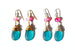 Kerrie Berrie Austrian Glow Glass Bead Drop Earrings in Teal and Pink