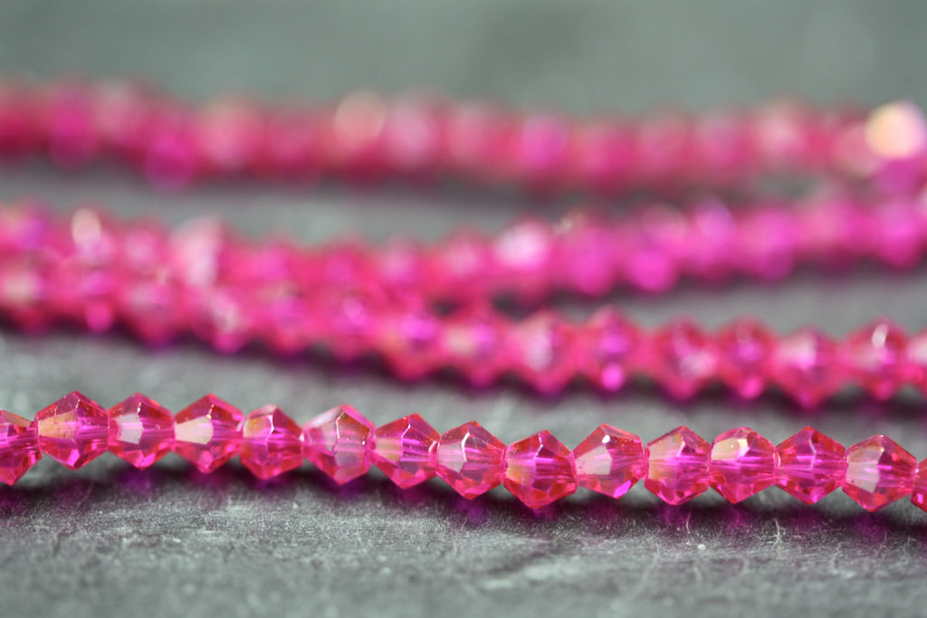 Kerrie Berrie UK 4mm Glass Bicone Beads for Jewellery Making and Beading in Transparent Pink