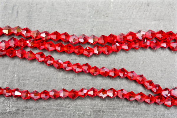 Kerrie Berrie UK 4mm Glass Bicone Beads for Jewellery Making and Beading in Transparent Red