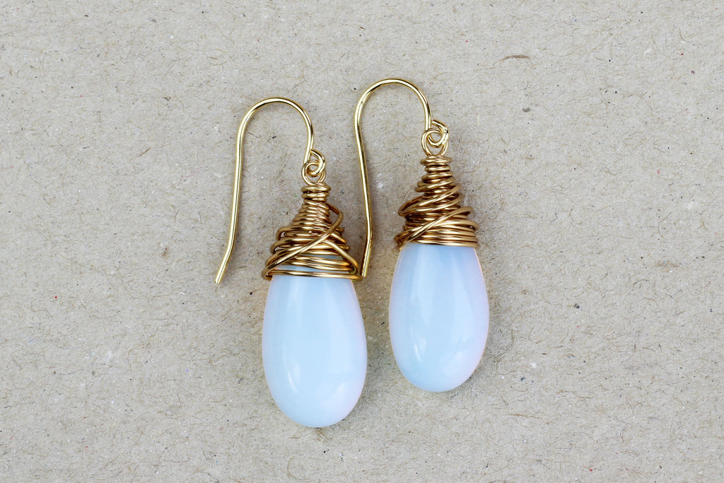 Kerrie Berrie Handmade Gold Opalite Drop Earrings