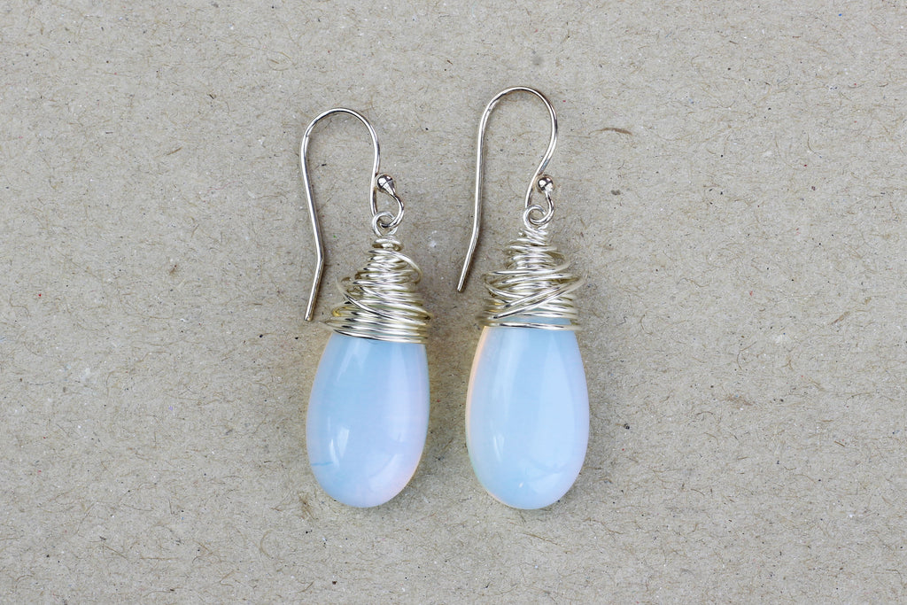 Kerrie Berrie Handmade Silver Opalite Drop Earrings