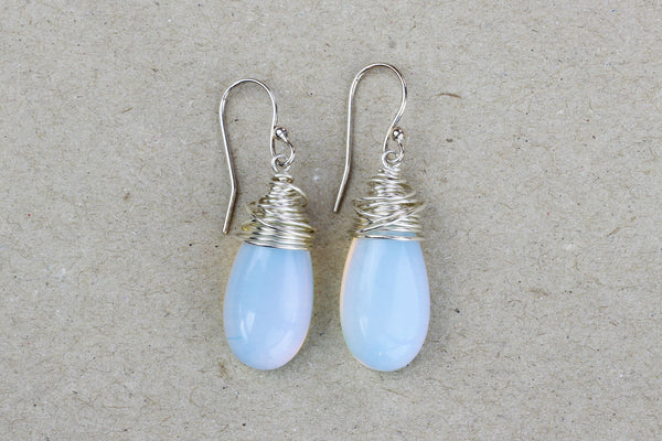 Kerrie Berrie Handmade Silver Opalite Drop Earrings