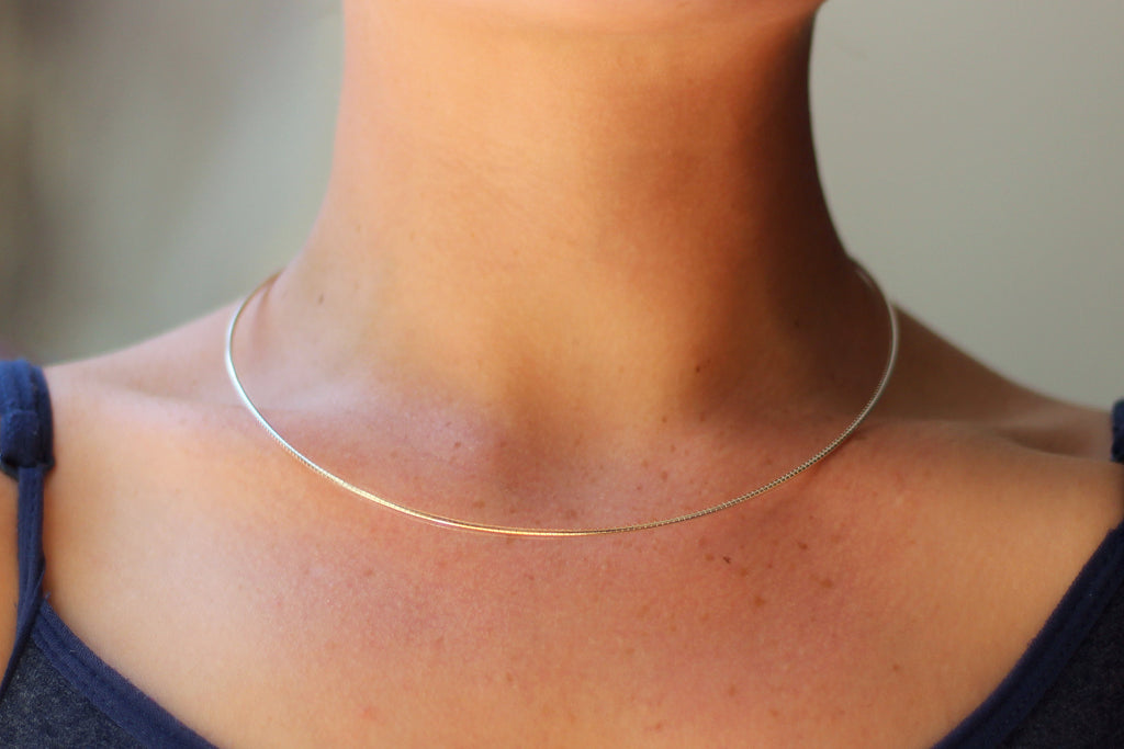 Sterling Silver 'Omega' Choker Necklace – 16" or 18" Length