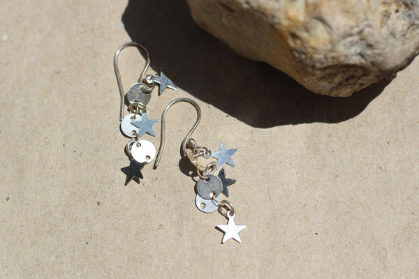 Kerrie Berrie Handmade Silver Star Dangle Drop Earrings From Star Collection