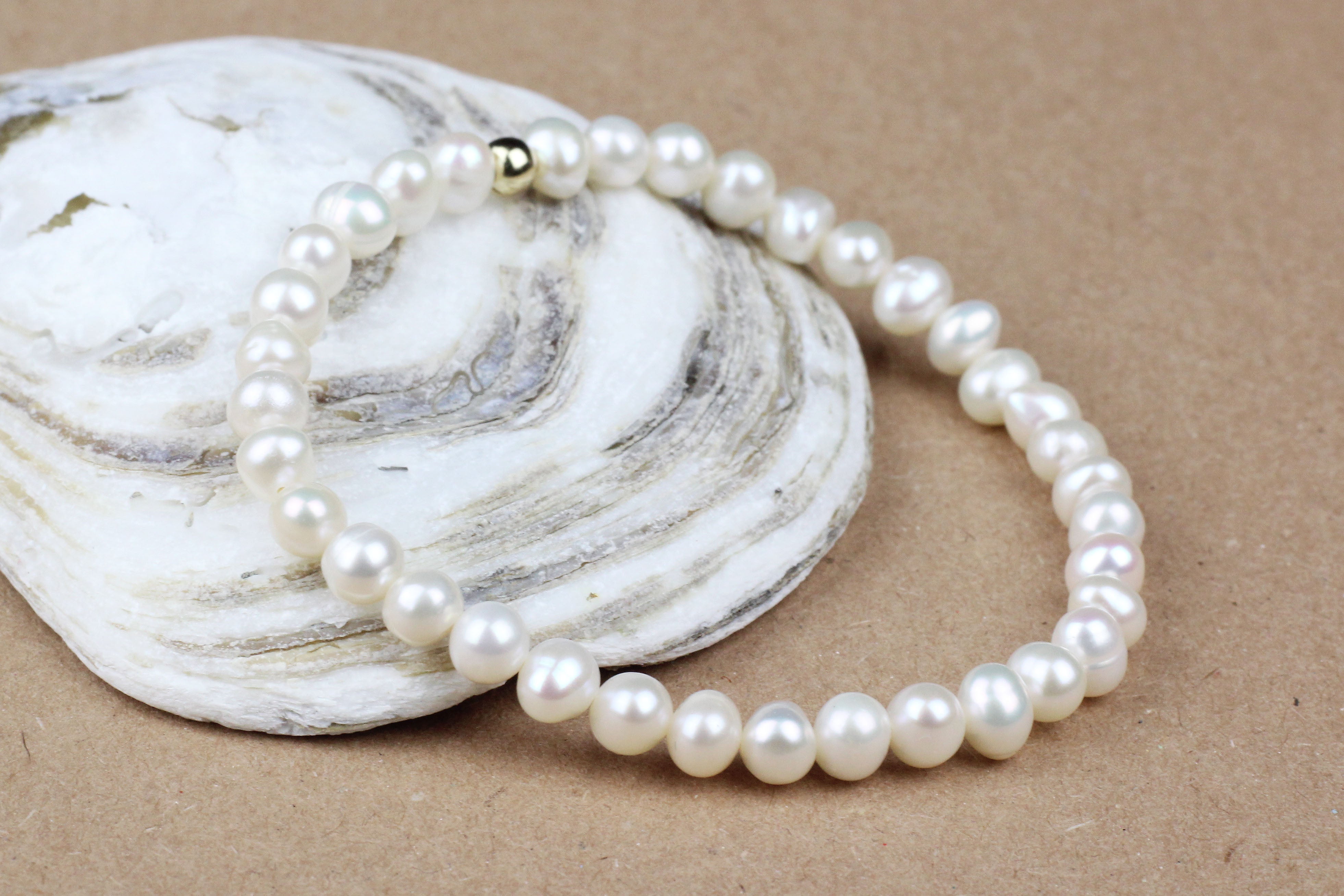 Elasticated Freshwater Pearl Bracelet June Birthstone KerrieBerrie Beads Jewellery