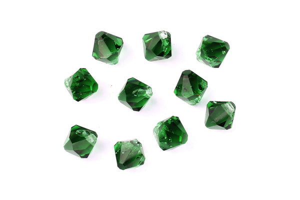 Kerrie Berrie Machine Cut Loose Glass Beads in Green for Jewellery Making