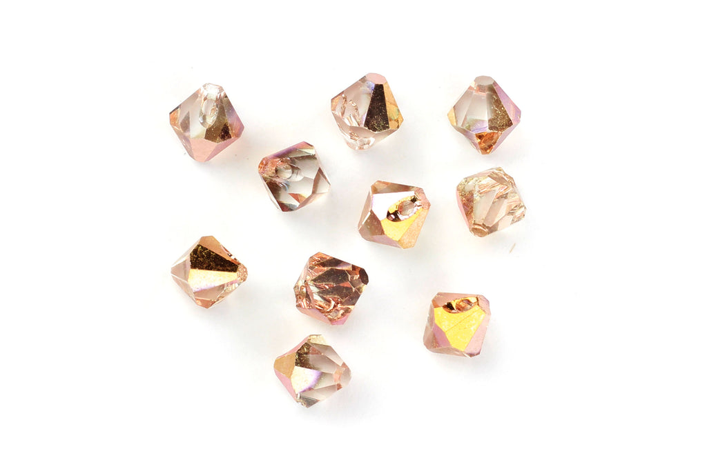 Kerrie Berrie Machine Cut Loose Glass Beads in Rose Gold Foil for Jewellery Making