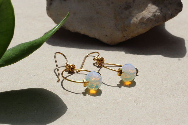Kerrie Berrie Handmade Gold Opalite Drop Earrings