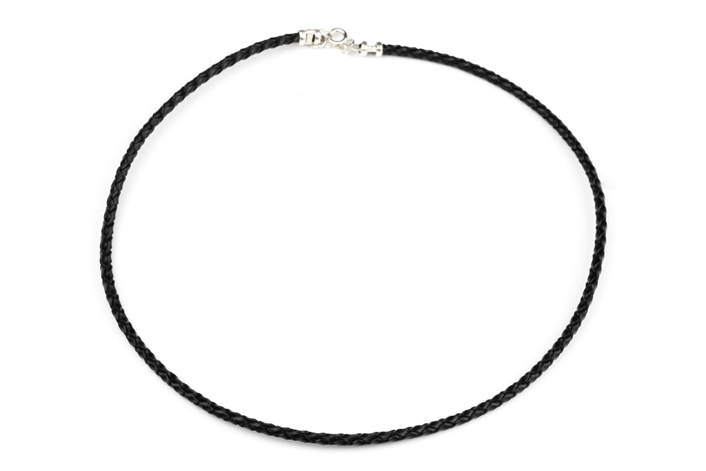 Black Leather Cord Necklace w/ Sterling Silver (Choice of 16", 18" or 20")