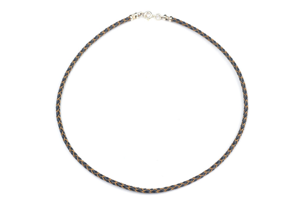 Grey Leather Cord Necklace w/ Sterling Silver (Choice of 16", 18" or 20")