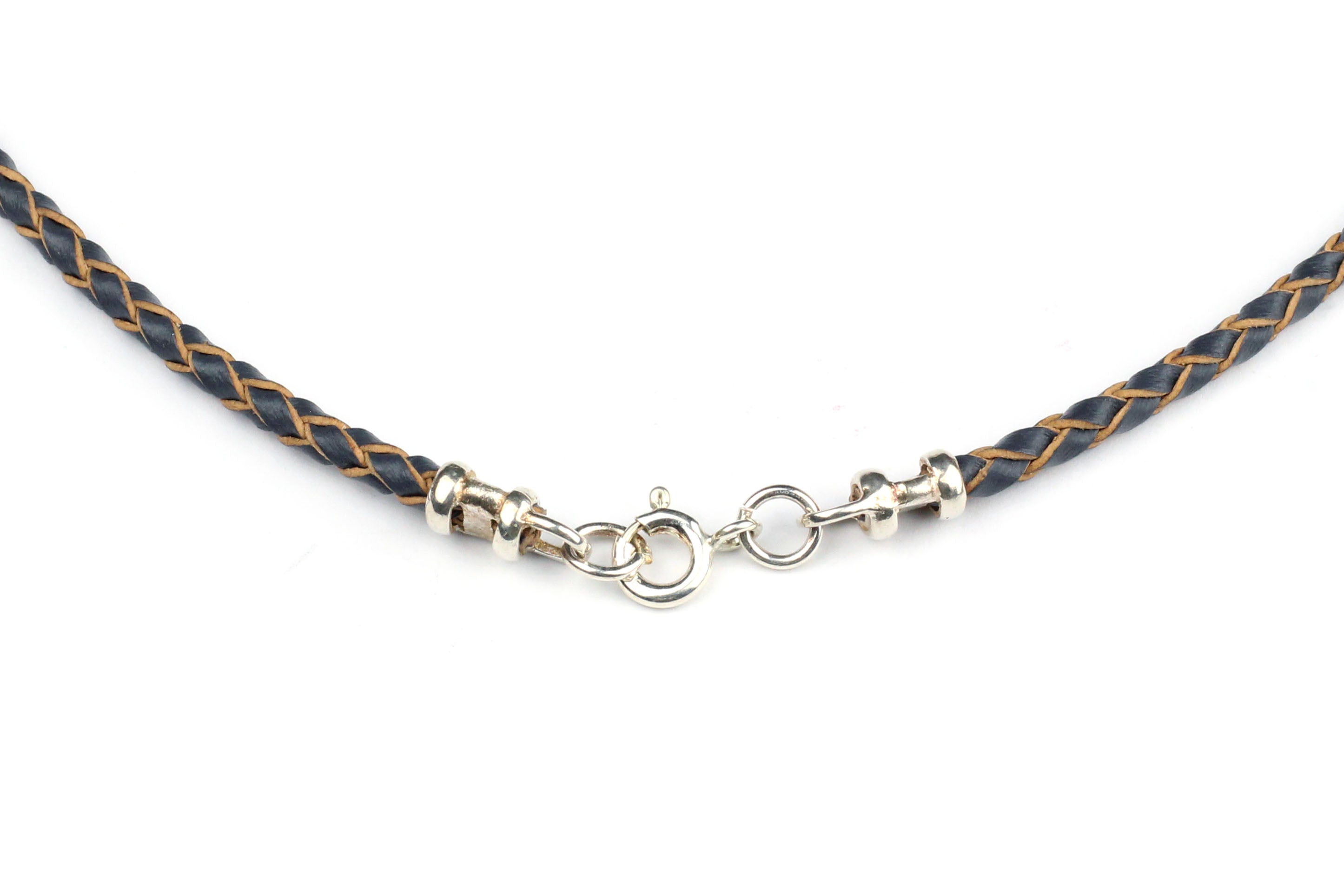Leather cord necklace with sterling silver clasp top