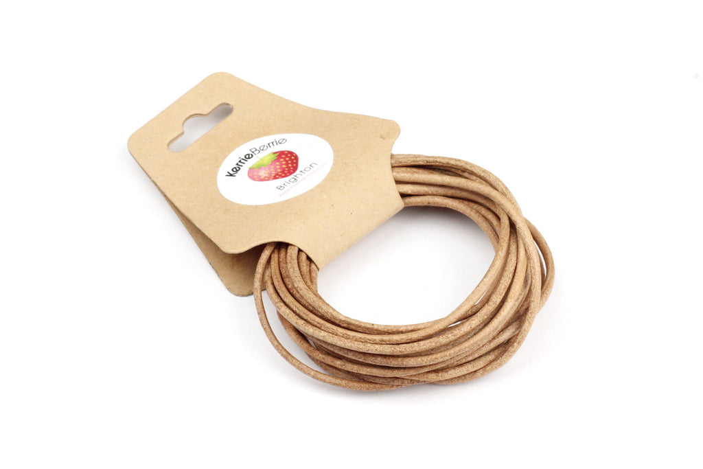 Leather Cord in Natural Tan Brown – 2mm (3m)
