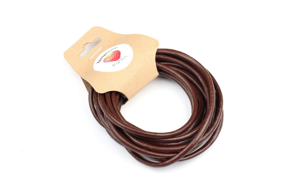 3mm Real Leather Cord in Natural Brown For Jewellery Making
