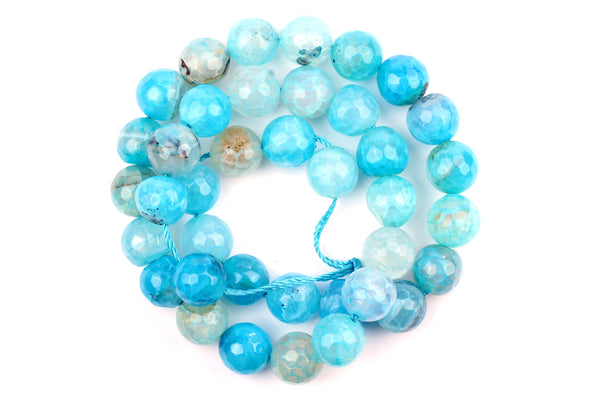 Kerrie Berrie UK Semi Precious Agate Bead Strands for Jewellery Making in Bright Light Blue