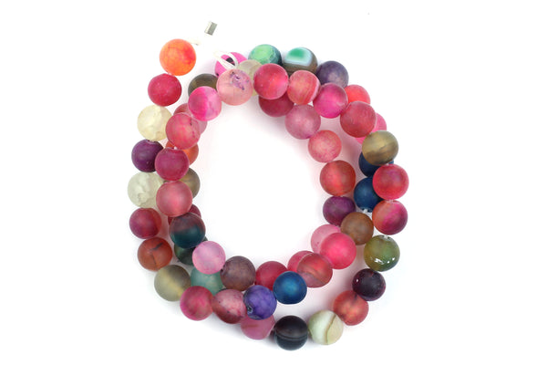 Kerrie Berrie UK Semi Precious Agate Bead Strands for Jewellery Making in Multicolour Rainbow Matte