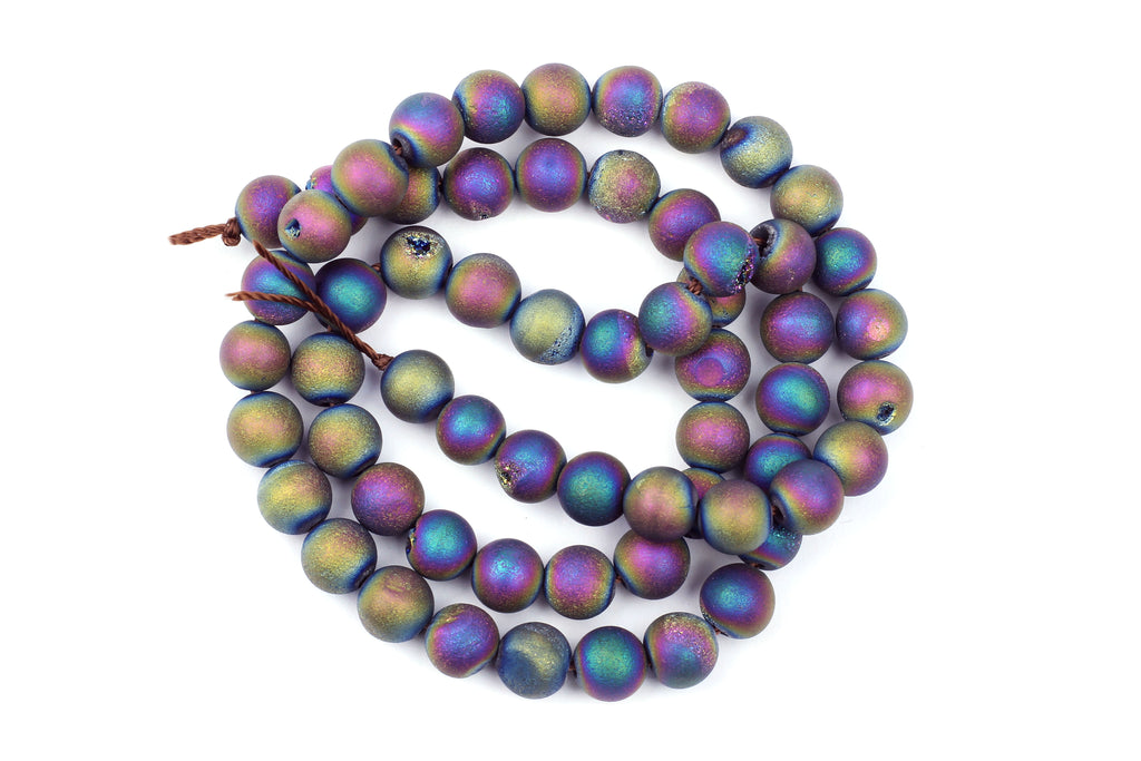 Kerrie Berrie UK Semi Precious Agate Bead Strands for Jewellery Making in Matte Iridescent Petrol