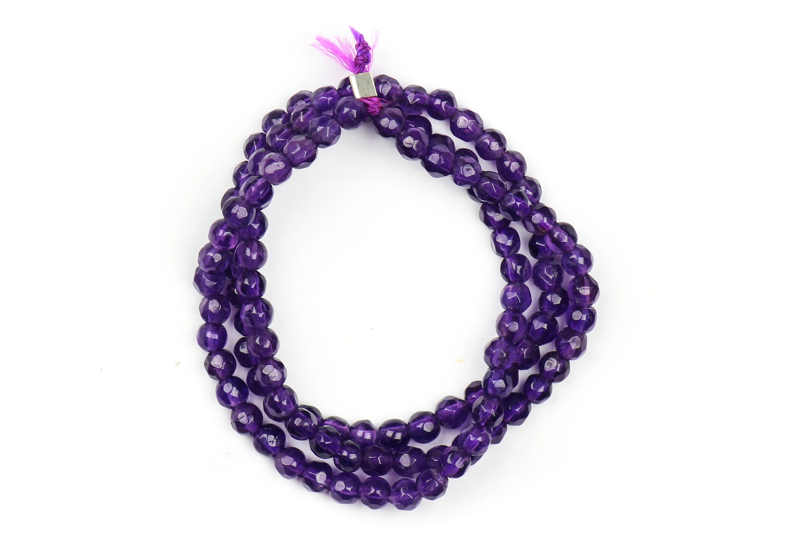 Amethyst Semi-precious 4mm Faceted Round Beads 107 Beads)