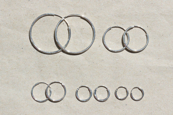 12mm Plain Sterling Silver Hoop Earrings