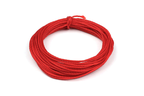 0.8mm Red Waxed Cotton for Beading, Macrame and Jewellery Making 