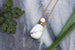 Kerrie Berrie White Marble Perfume Bottle Necklace with Gold Plated Chain