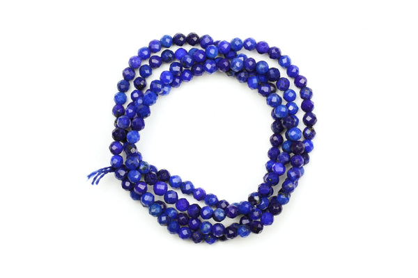 Lapis Lazuli Faceted Round Beads – 2mm (Approx. 160 Beads)