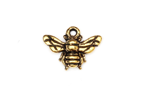 KerrieBerrie Small Gold Bumble Bee Pewter Gold-plated Charm