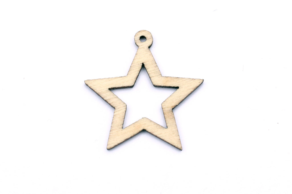 Wooden Laser Cut Wooden Star Charm